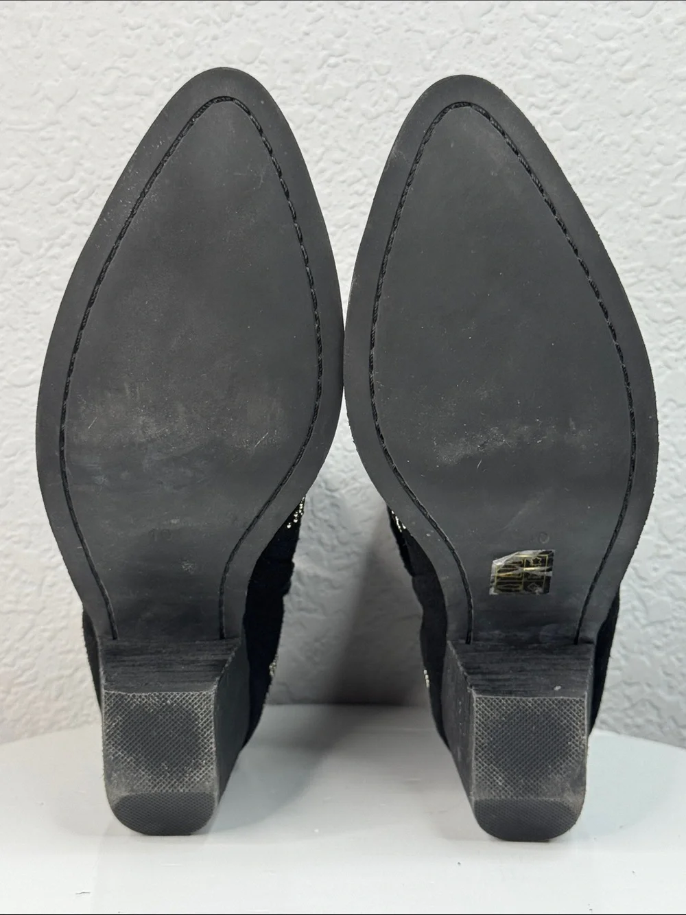 JEFFREY CAMPBELL ASTERIAL BLACK SUEDE STUDDED STAR WESTERN ANKLE BOOTS SIZE 10